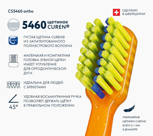Зубная щетка ортодонтическая с углублением